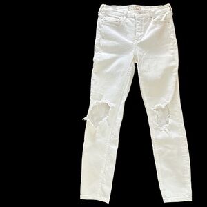 Free People Ankle Length Skinny Jeans with Flared Knees, Hong White, W 28